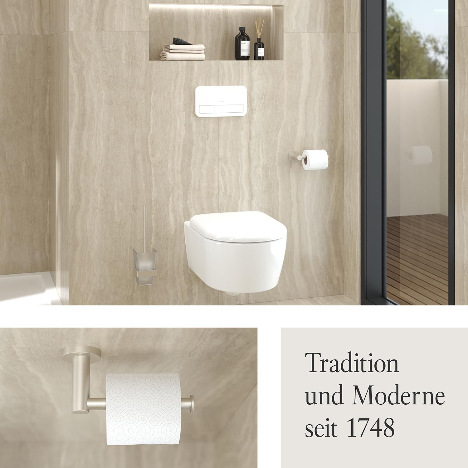 Villeroy & Boch Elements Tender Toilettenpapierhalter, rund – Nickel Matt
