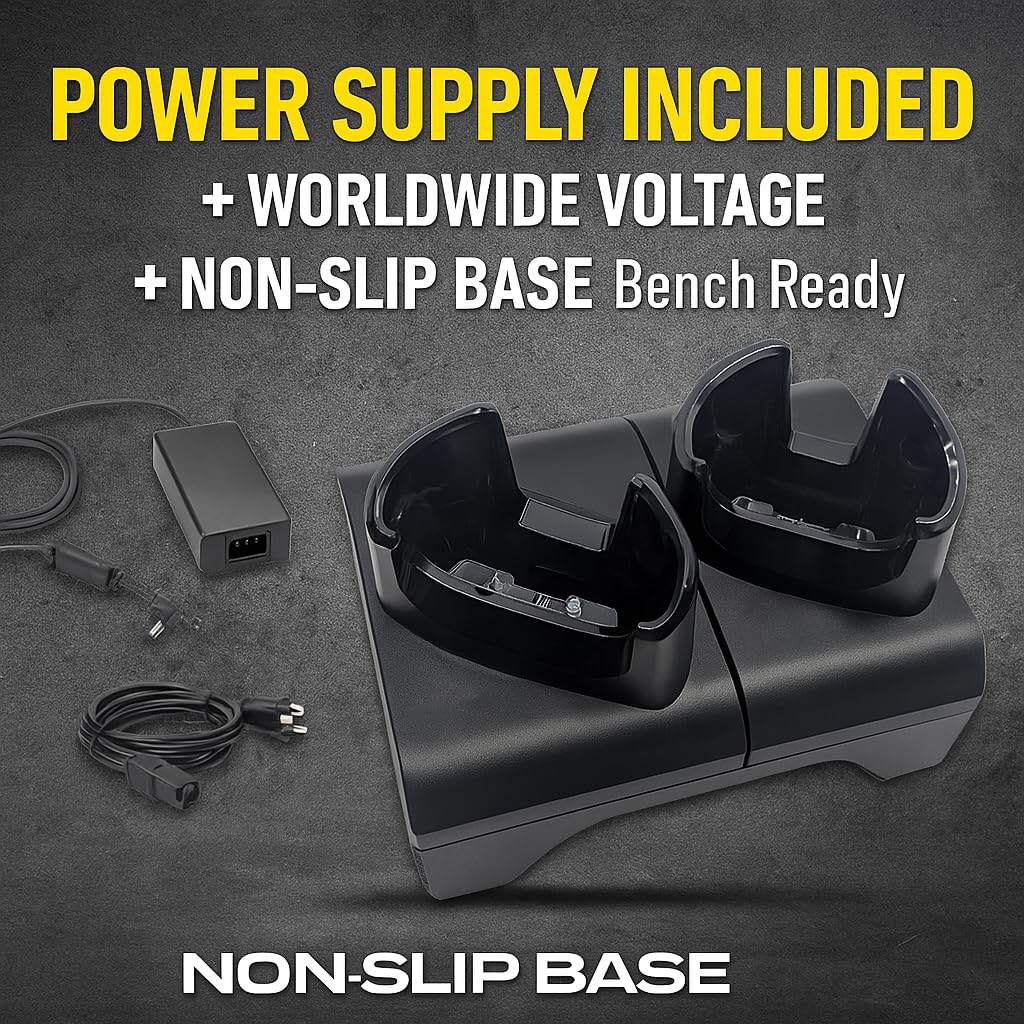 2-Slot Charging Cradle for Zebra TC72 / TC77 Android Barcode Scanner Handhelds | Includes Power Supply (Renewed)