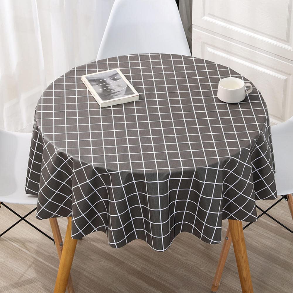Dunkelgraue PVC-Tischdecke, quadratische Form, hitzebeständig, schmutzabweisend, 160 cm rund, perfekt für Esszimmer und Außenbereich