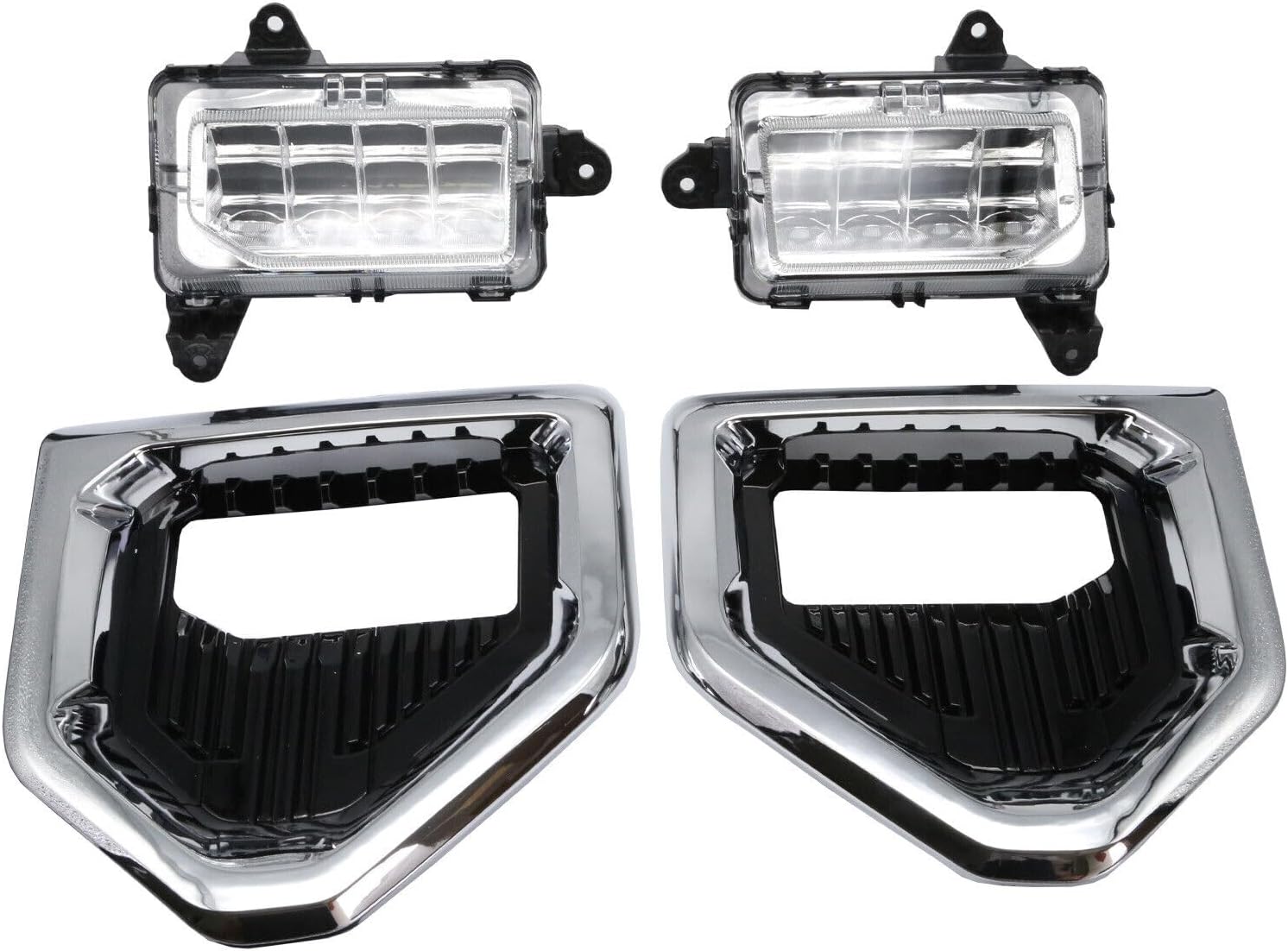 LED Fog Light Lamp W/Wiring ＆ Chrome Bezels Fit for 2019-2022 GGMMCC Sierra 1500 Denali