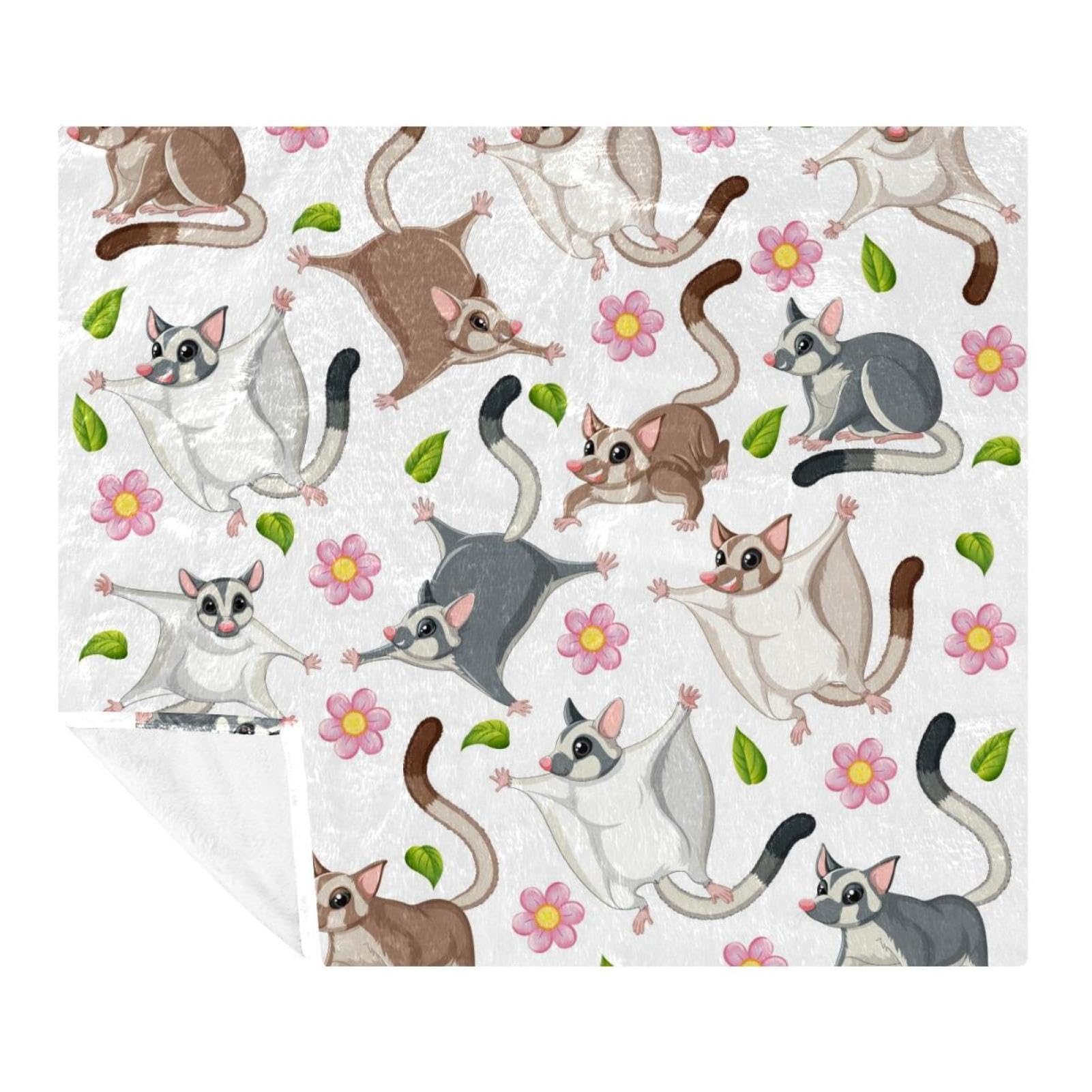 Couverture polaire Sugar Gliders 150x130 cm en microfibre douce pour lit et canapé