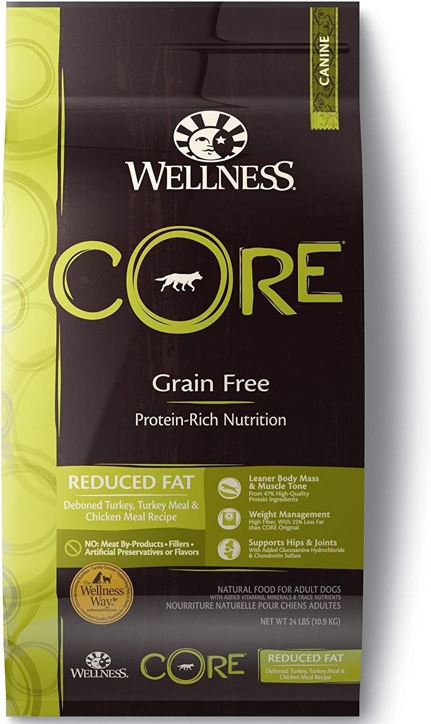 Wellness CORE Natural Grain Free Reduced Fat Dry Dog Food, 24 lbs.