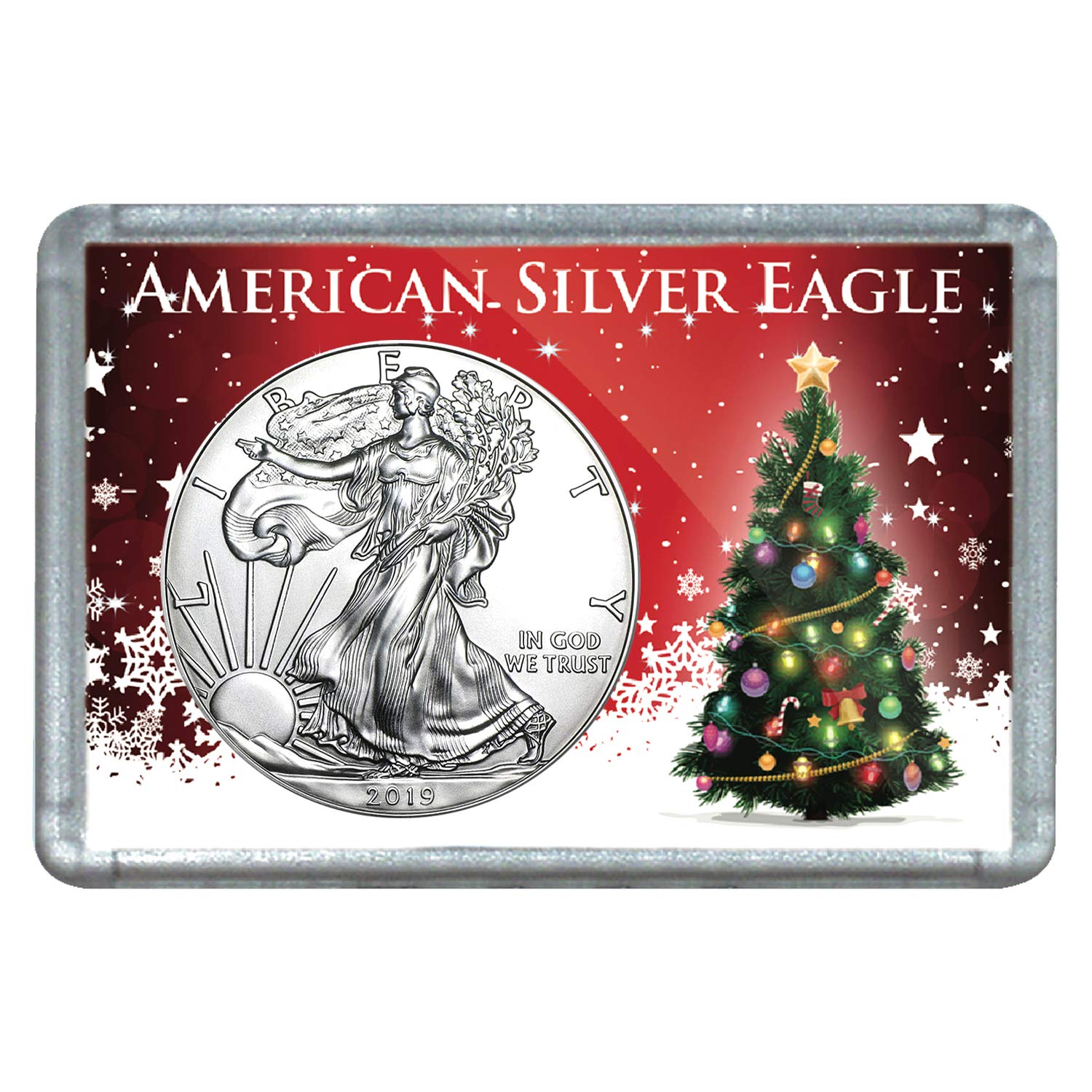 USA 2020 $1 American Silver Eagle Coin with Holiday Holder - Christmas Tree Holiday Design