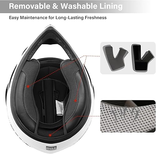 Miniatura 5 de TCMT Casco MX de cara completa para motocicleta, bicicleta de dirt, todoterreno, motocross, ATV, bicicleta de montaña, para hombres y mujeres,