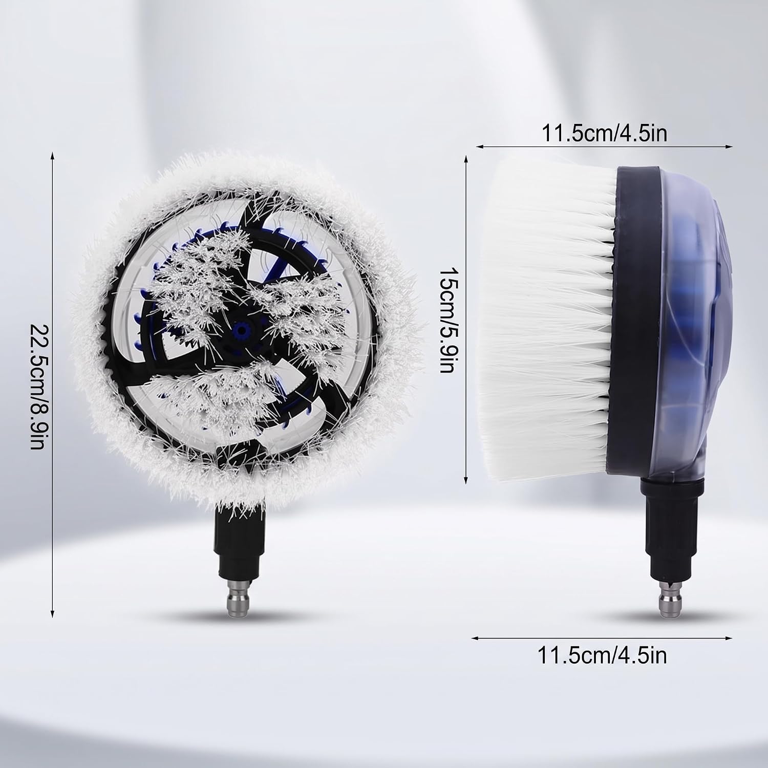 Rotary Wash Brush,360 Pressure Washer Brush,360 Degrees Fan Shaped Power Washer Attachments for High Pressure Water Gun 1/4 Quick Connector Car Pressure Washer Rotating Brush