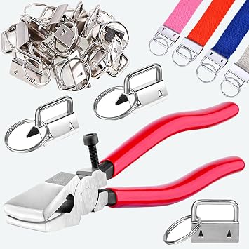 51pc Key Fob Hardware Set with Pliers for Making Wristlet, Lanyard & Keychain, 1 Inch Keychain Rings and Supplies