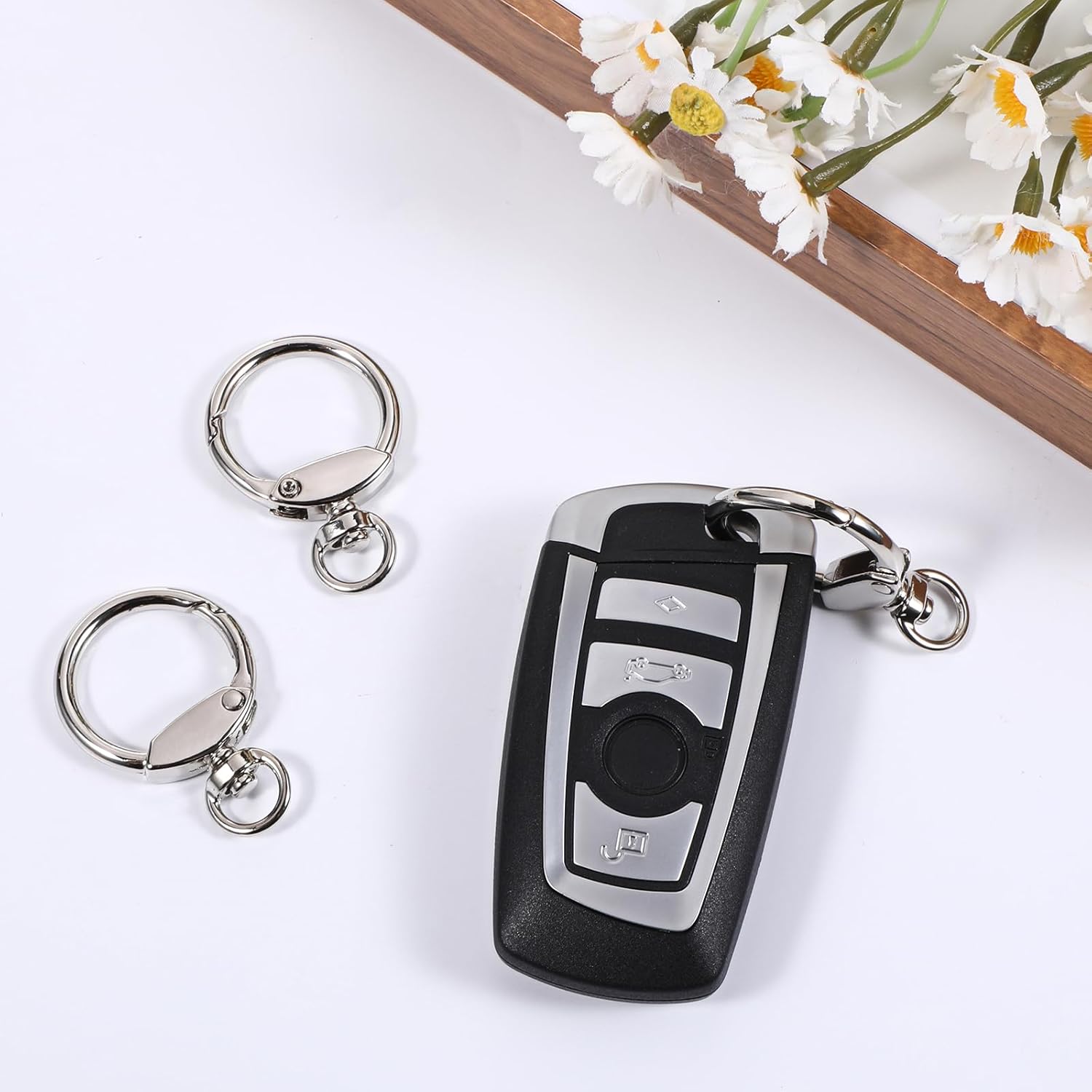 12 PCS Swivel Ring Carabiner Clips, Swivel Hooks for Purses, Round Spring Snap Hooks, Keyring Round Keychain Clip for Bags Chain Extender Belts Crafts Purses Jewelry DIY Accessories(Silver) - Image 7