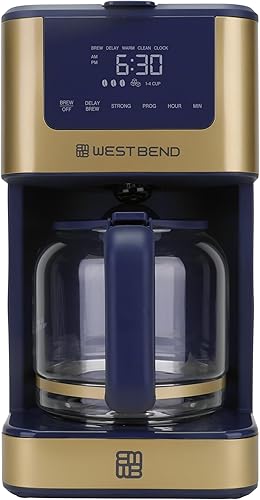 Miniatura 2 de West Bend Cafetera programable atemporal de 12 tazas con selector de fuerza de preparación para café caliente y helado, incluye opción de