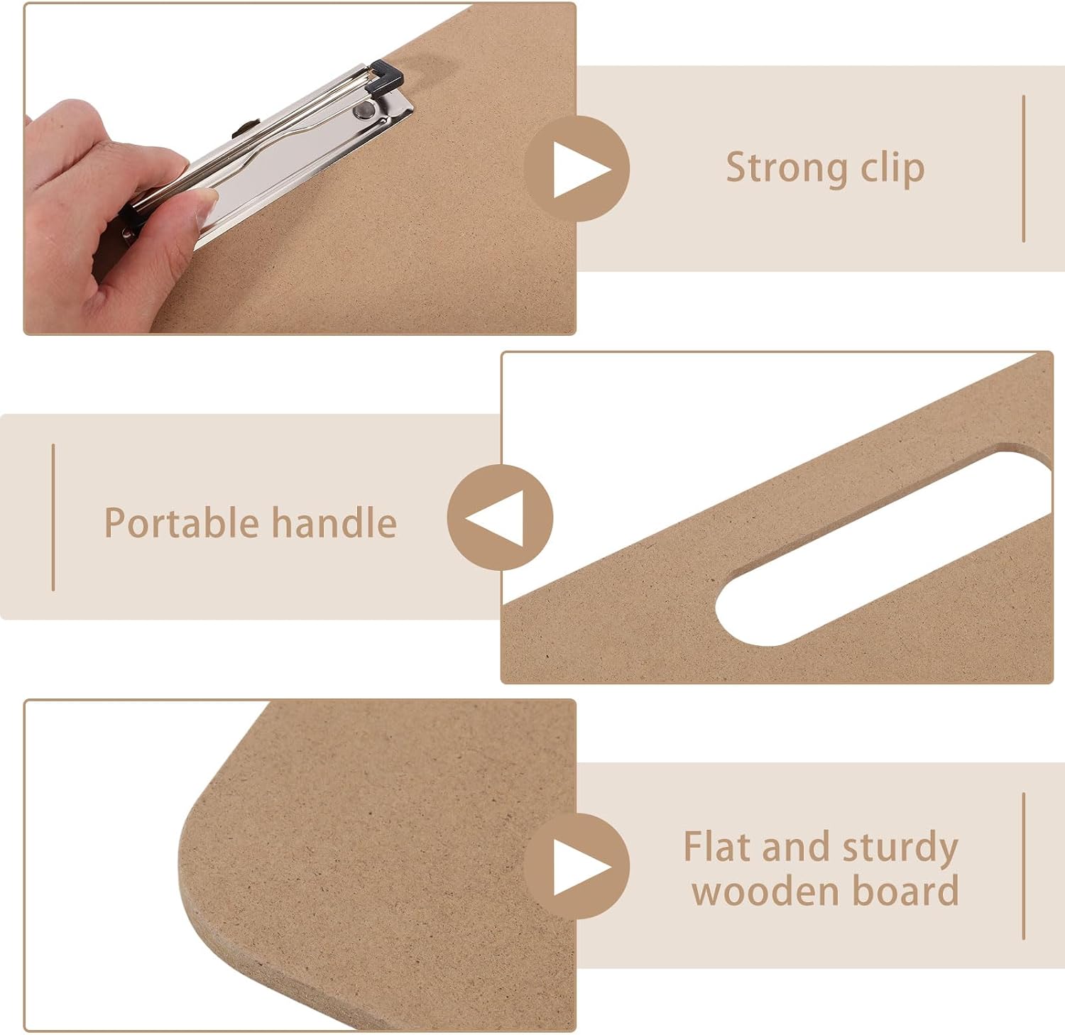 GLOBLELAND 3 Pcs Portable Art Drawing Boards 17x13 inch Rectangle Artlicious Sketch Board with Handle Wood Tan Drawing Clipboard with Clips for Adults Artists Painting Drawing Outdoor