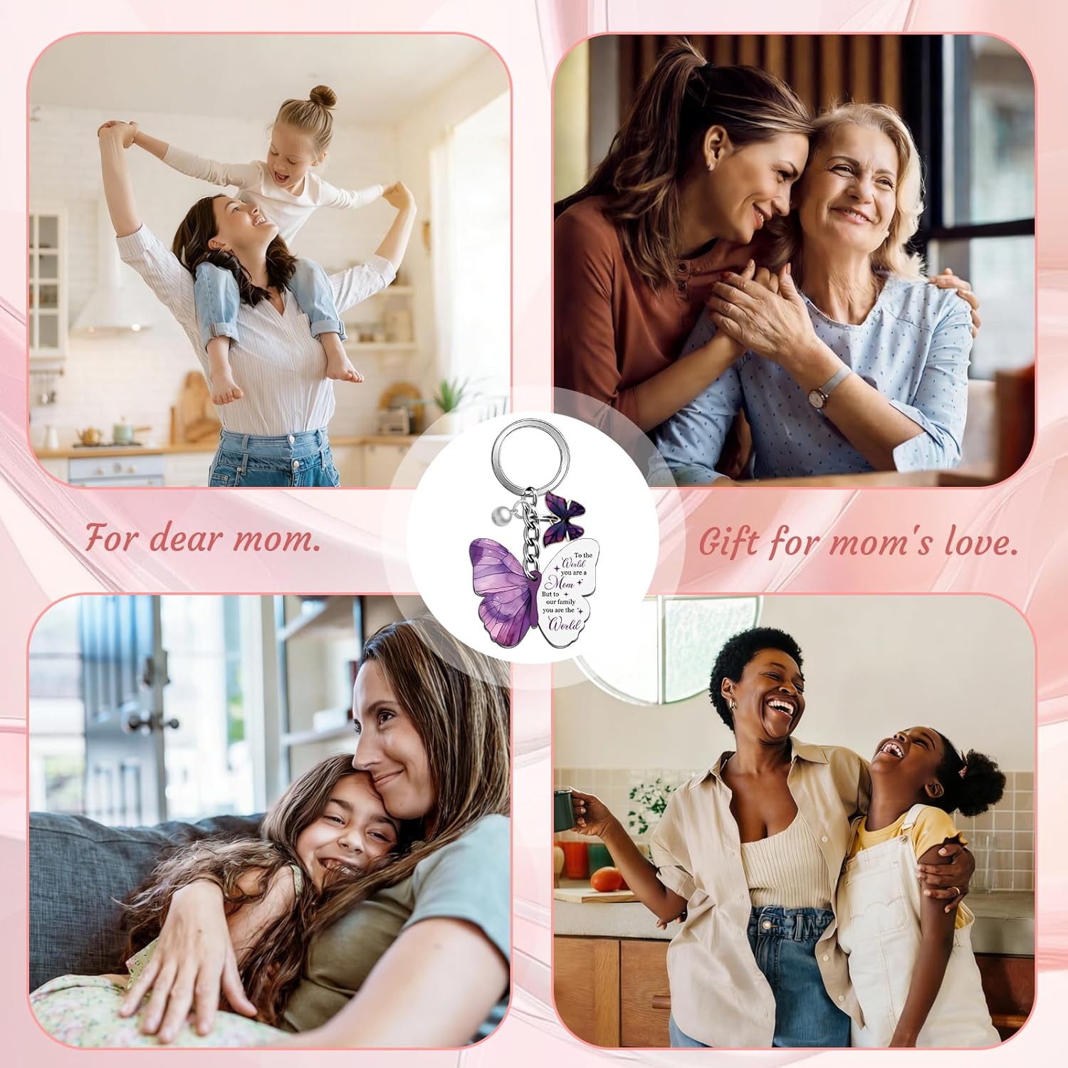 Mom Keychain Best Mom Ever Gifts Moms Birthday Gifts from Daughter Son Best Moms Keychain Valentines Day Mothers Day Gift for Mama Purple Butterfly Gift for Mother - Image 4