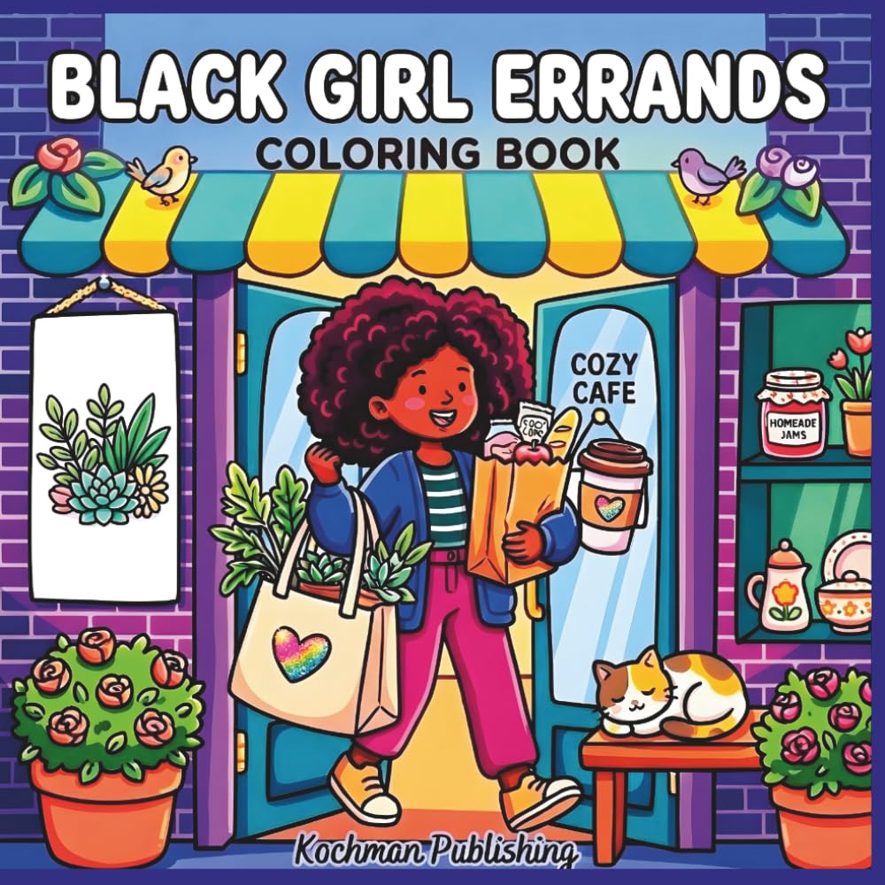 Black Girl Errands Coloring Book: Cozy Pages with Bold Designs Featuring African American Women for Relaxation | For Women and Teens