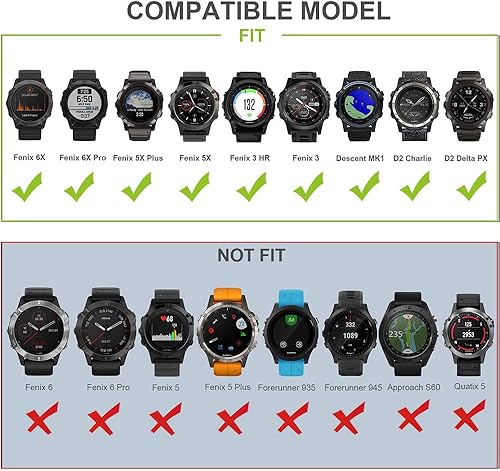 Miniatura 6 de ISABAKE Correa de reloj para Garmin Fenix 6X6X Pro, ajuste rápido de 1.024in, compatible con Fenix 6X6X Pro Fenix 5X5X Plus Fenix 33 HR (amarillo)
