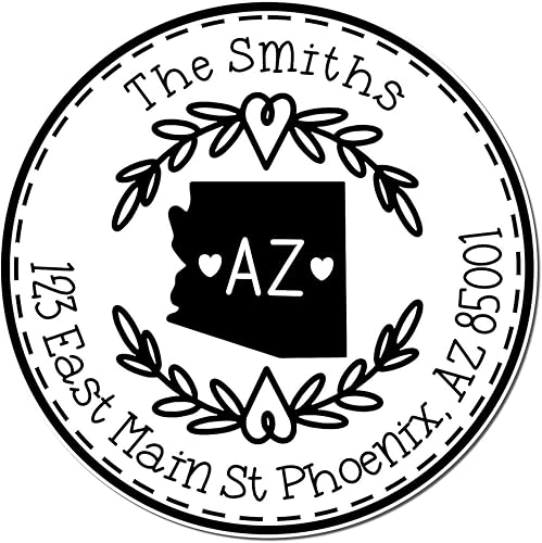 Miniatura 345 de Round State Love - Sello de dirección de devolución para Texas, uso con almohadilla de sello, mango de madera, sello de dirección de Texas