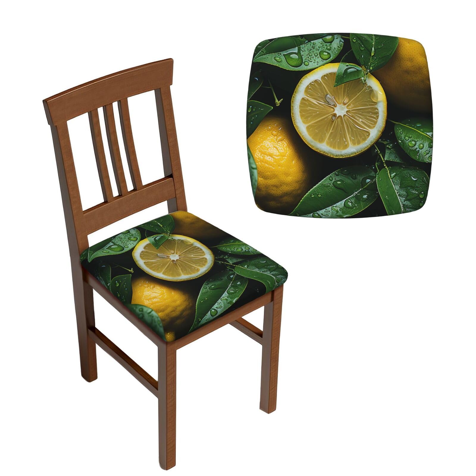 Housse de chaise élastique lot de 6 motif citron pour salle à manger et cuisine