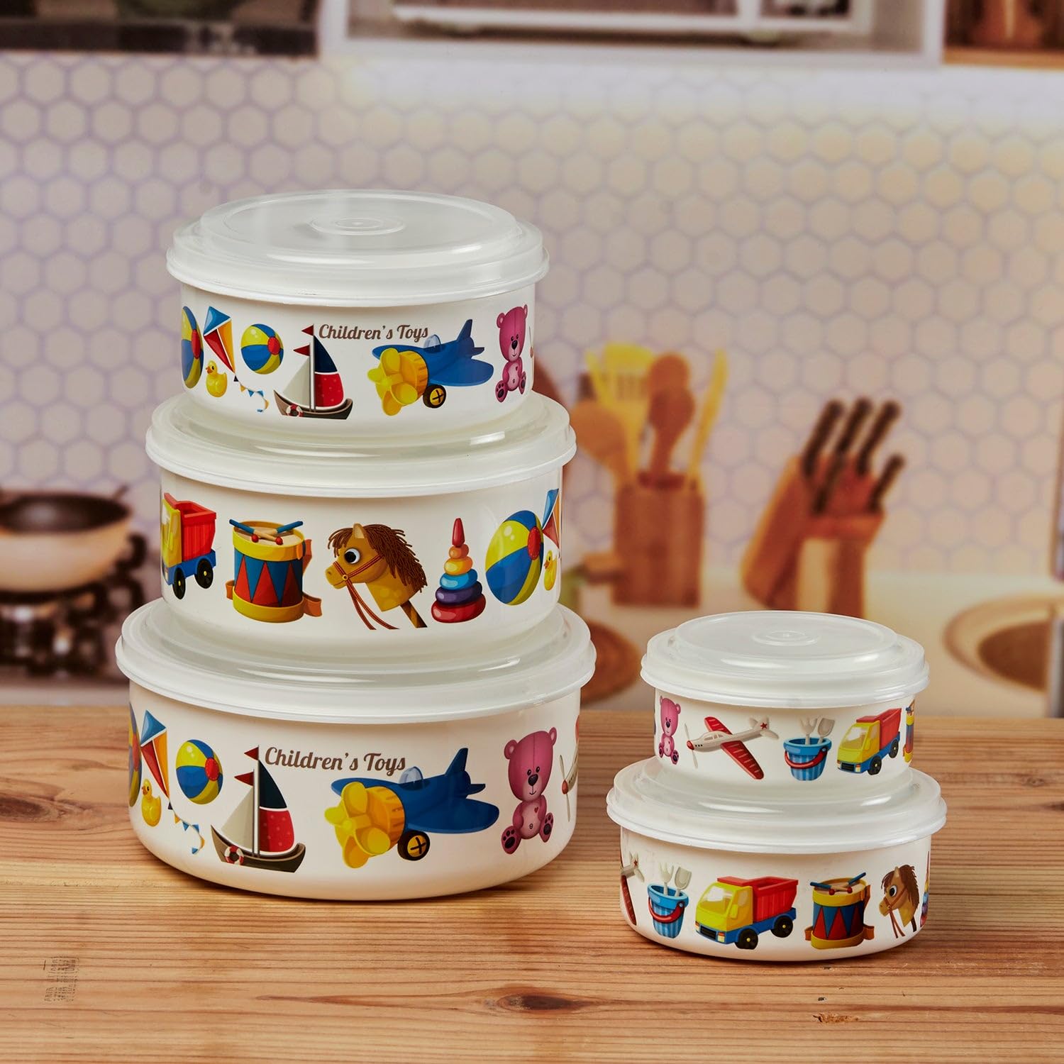 Kookee Plastic Airtight Food Storage Container with Lid for Kitchen, Set of 4, Used for storing all Foods, Fruits, Snacks, Salad, Dryfruits - Round (10692) 2
