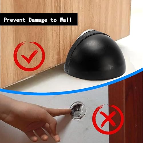 Miniatura 4 de Paquete de 3 topes magnéticos para puerta de suelo, adhesivo negro para la parte inferior de la puerta, protector de pared, sin perforaciones,