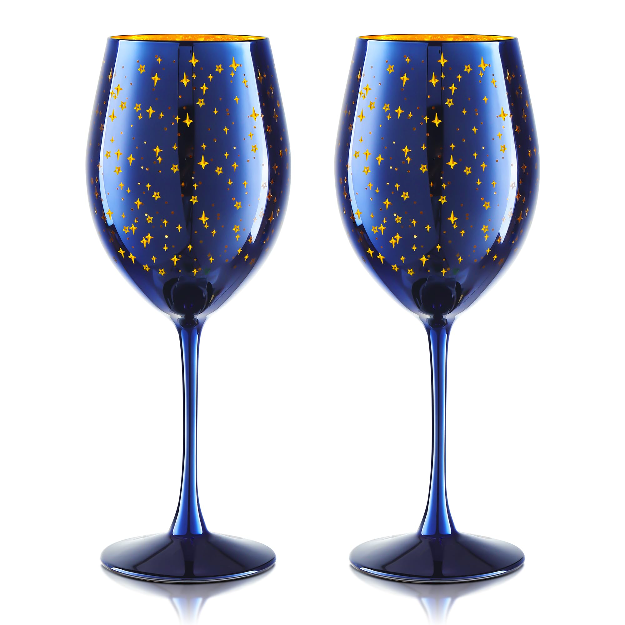 Joeyan Christmas Stemmed Wine Glasses Set of 2, 580ml Large Burgundy Wine  Glass with Gold Star Patterns, Decorated Red Wine Goblet Glassware Party ...