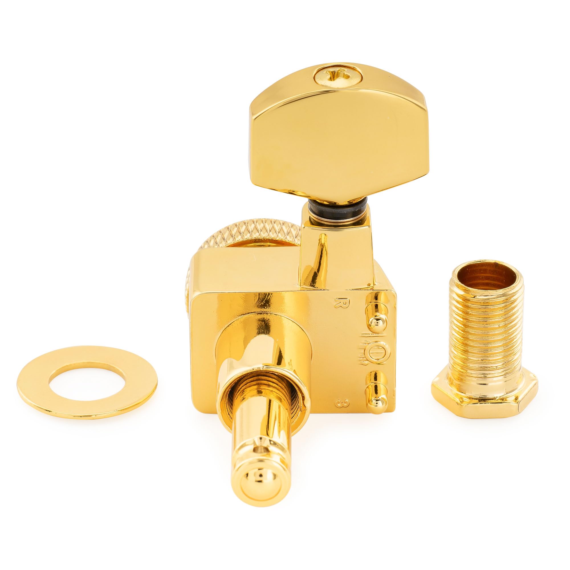 Musiclily Pro 6 en Ligne 2-Pin Mécaniques à Blocage 18:1 Ratio Locking Tuners avec Bouton Hex pour Guitare électrique Fender Strat Tele, Doré