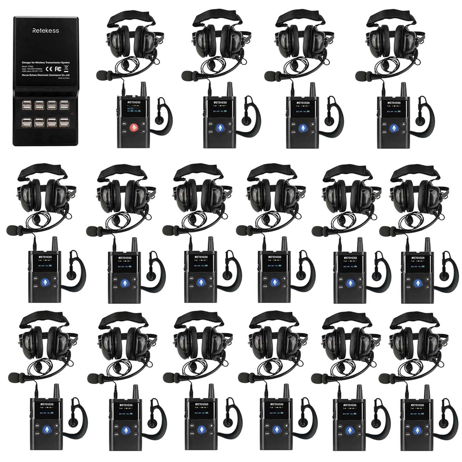 Retekess TT126 Factory Tour Guide System,Two Way Guide System (1-15) | pour Visites d'Usines, Communication Bidirectionnelle, 280m, 23dB, Qualité Sonore Claire, pour Communication en Groupe