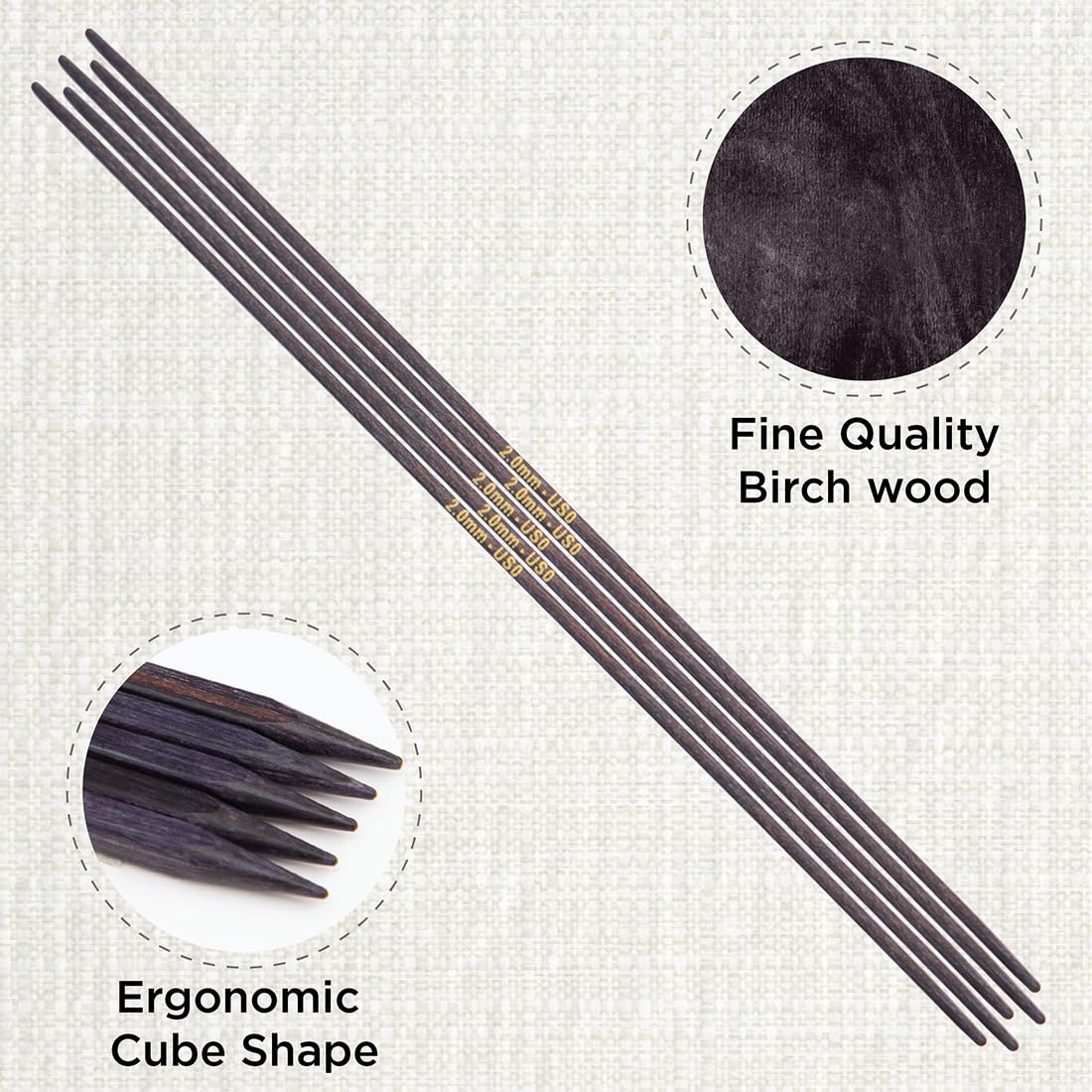KnitPro J’Adore Cubics Double Pointed Needles 6" (15cm), Lavender, 2.00mm - Image 2