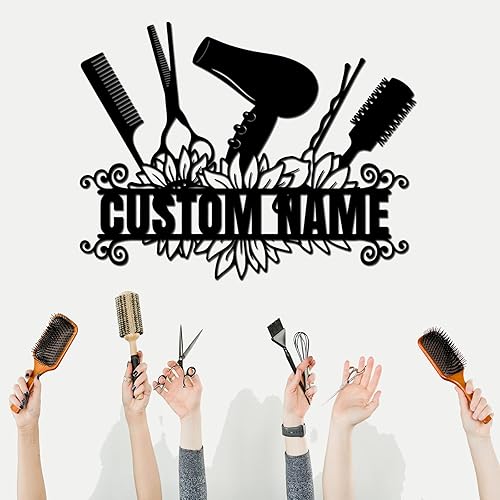 Miniatura 3 de Letrero de metal personalizado para peluquero, letrero de apellido personalizado para peluquería, regalos personalizados para regalos de cumpleaños