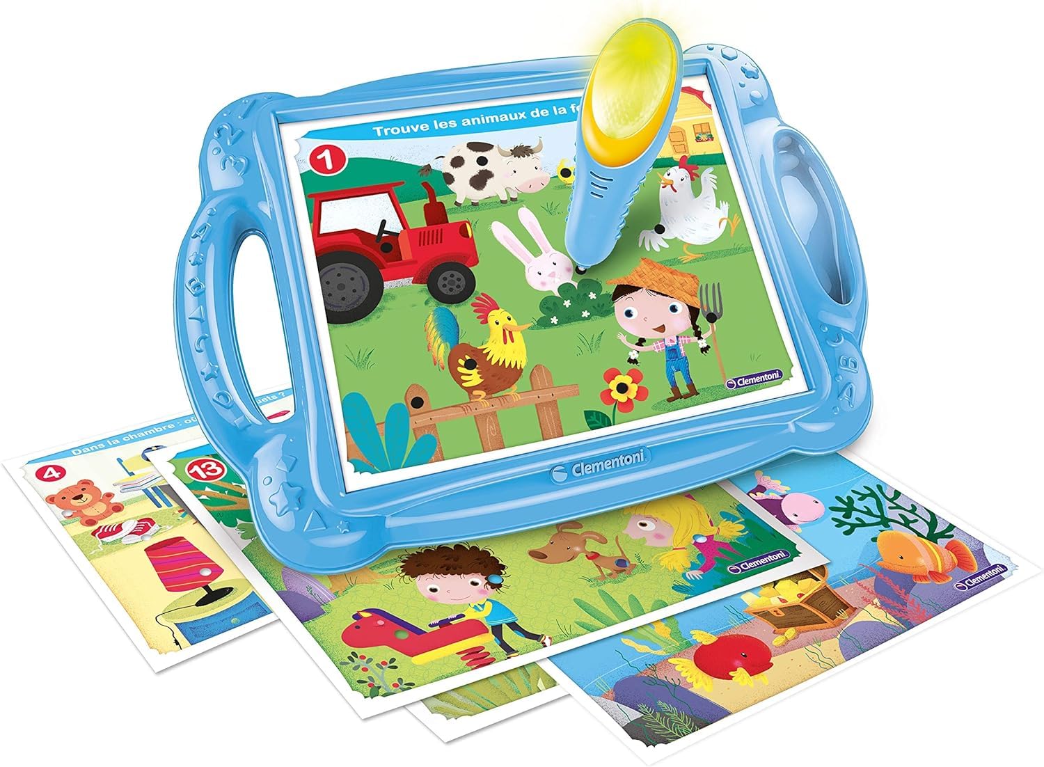 Clementoni - 52300 - Mon Premier Jeu Petit Savant - Jeu Educatif - pour Enfants à partir de 2 Ans et Plus - Tablette avec Stylo Interactif et 24 Fiches d'Activités - Sons et Lumières