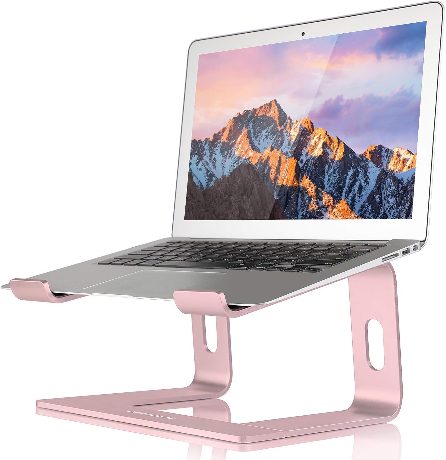 JARLINK Aluminum Laptop Stand, Ergonomic Detachable Laptop Holder Riser Compatible with MacBook Air Pro/Dell XPS/HP/Lenovo (up to 15.6 inches), Pink