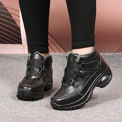 VARSKARC Women's air cushion short boots, leather anti slip boots