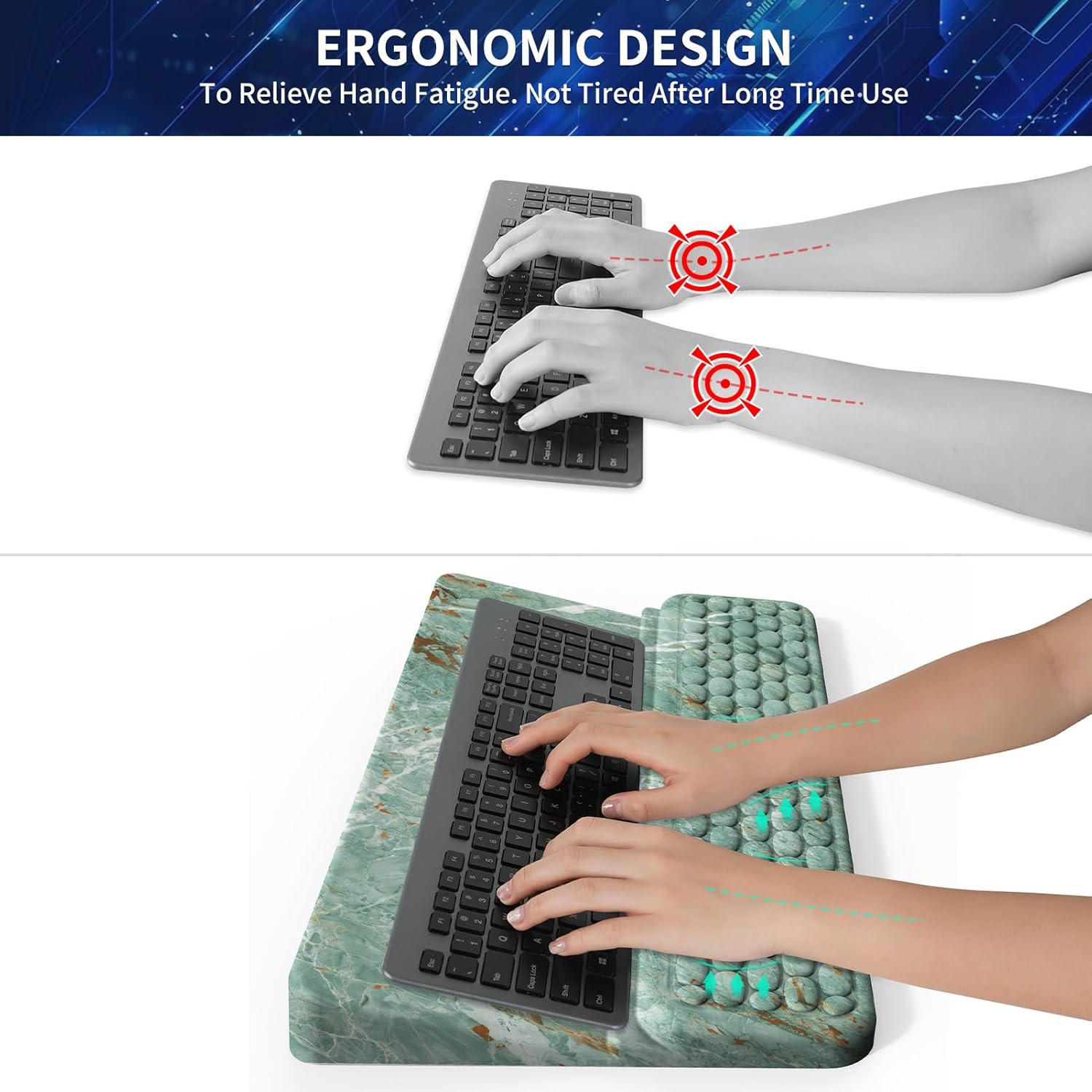 Keyboard Stand for Desktop, Keyboards Wrist Rest, Ergonomic Keyboards Holder for Easy Typing Working, Wrist pad for Keyboards with Comfortable Wrist Rest for Keyboard Marble Green