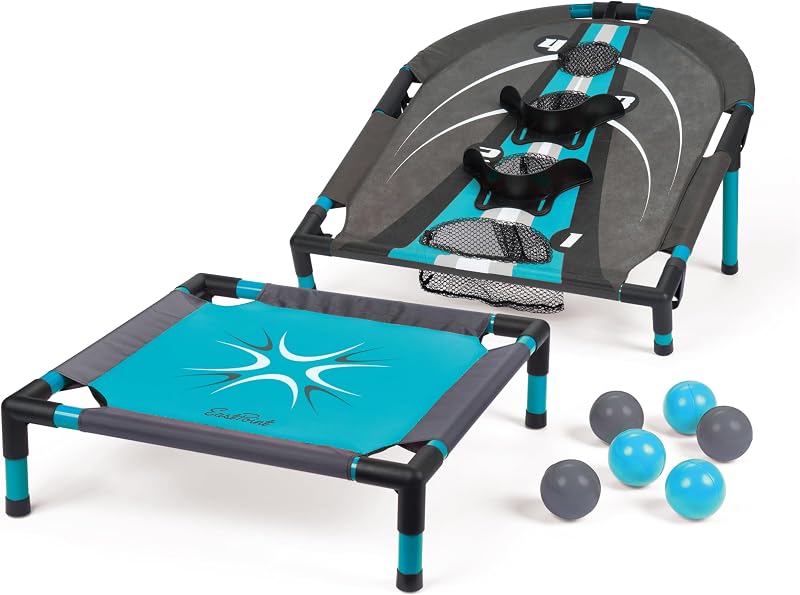 EastPoint Spring Fling Backyard Games Set, 20" Trampoline, Target, 6 Balls | Organizer for Easy Pack & Carry, Camping Games, Outdoor Games for Adults & Family, Beach Lawn & Tailgate Fun, Compact Setup