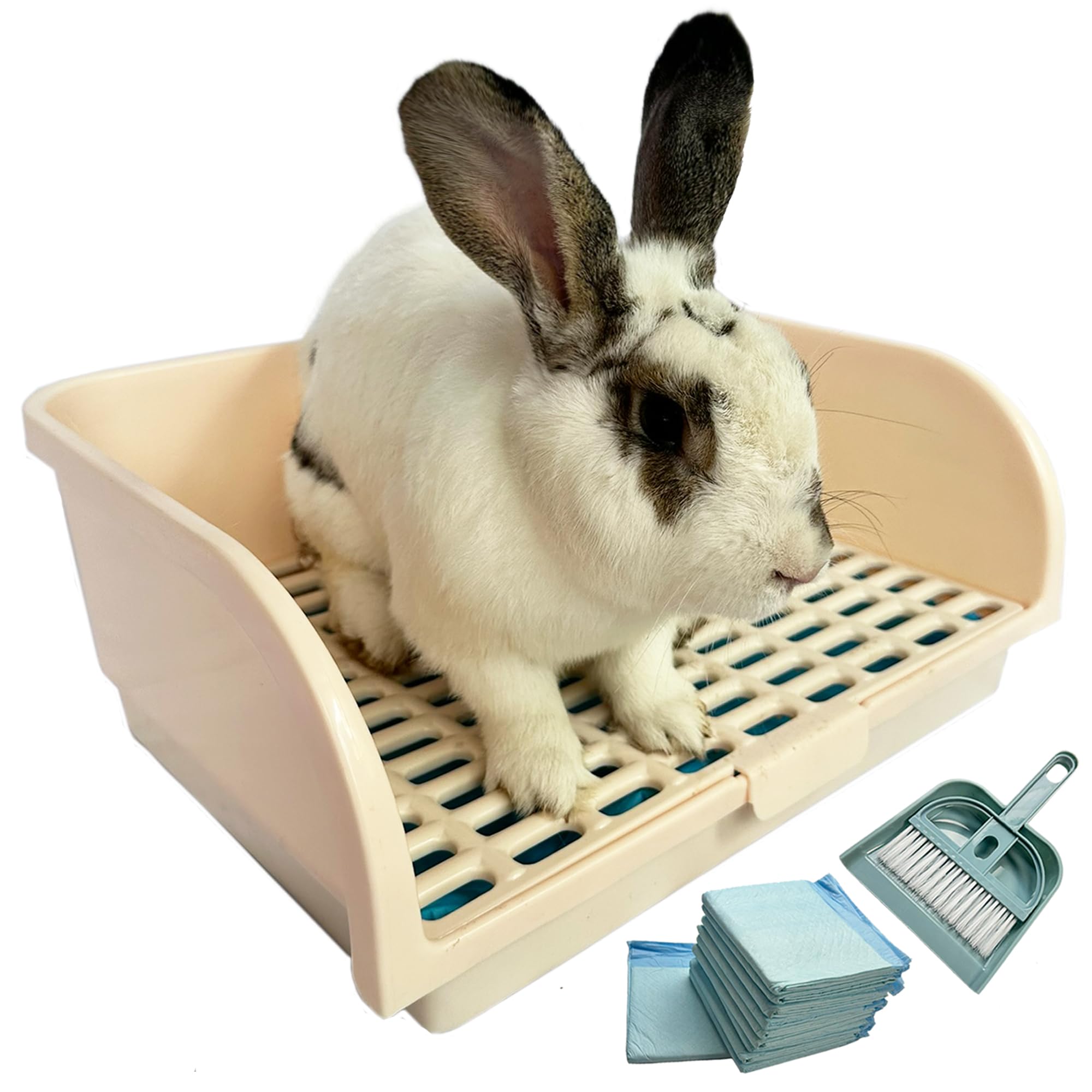 Rabbit Litter Box - Extra Large Bunny Litter Box, Easy to Clean and Disassemble, Prevents Odors and Stains. Training Toilet Pan for Guinea Pig, Hamster, Kitty, Ferret, Galesaur,Chinchilla