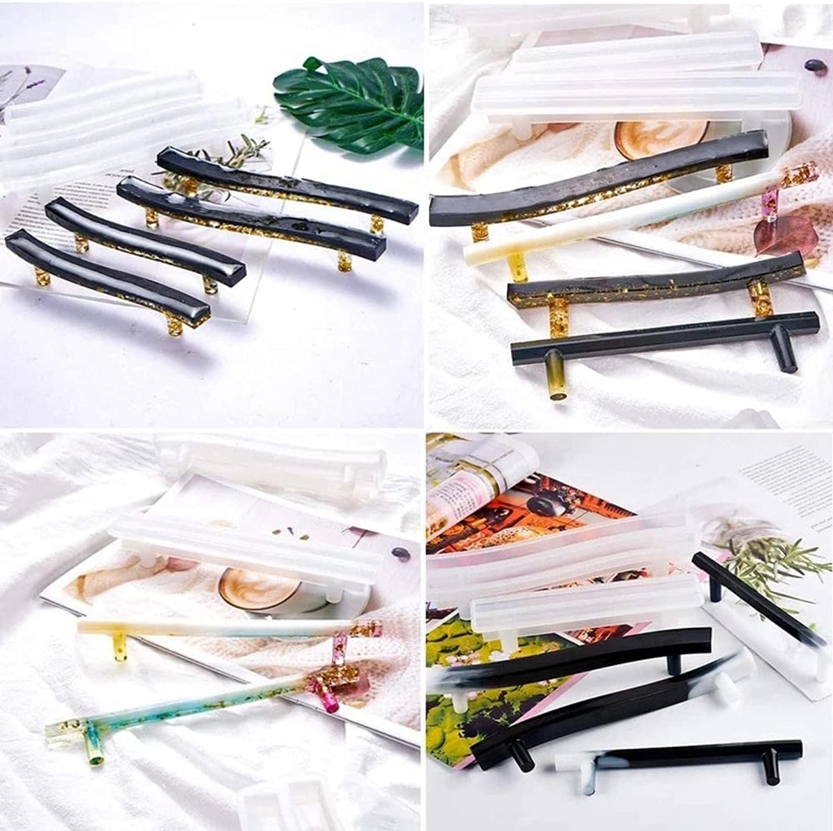 8 Pcs Tray Handles for Resin Mold,4 Set Silicone Tray Handle Mold Epoxy Resin Casting Halloween Molds for DIY Art Craft Storage Cabinet Cupboard Serving Board Jewelry Trays Drawer Fruit Platter