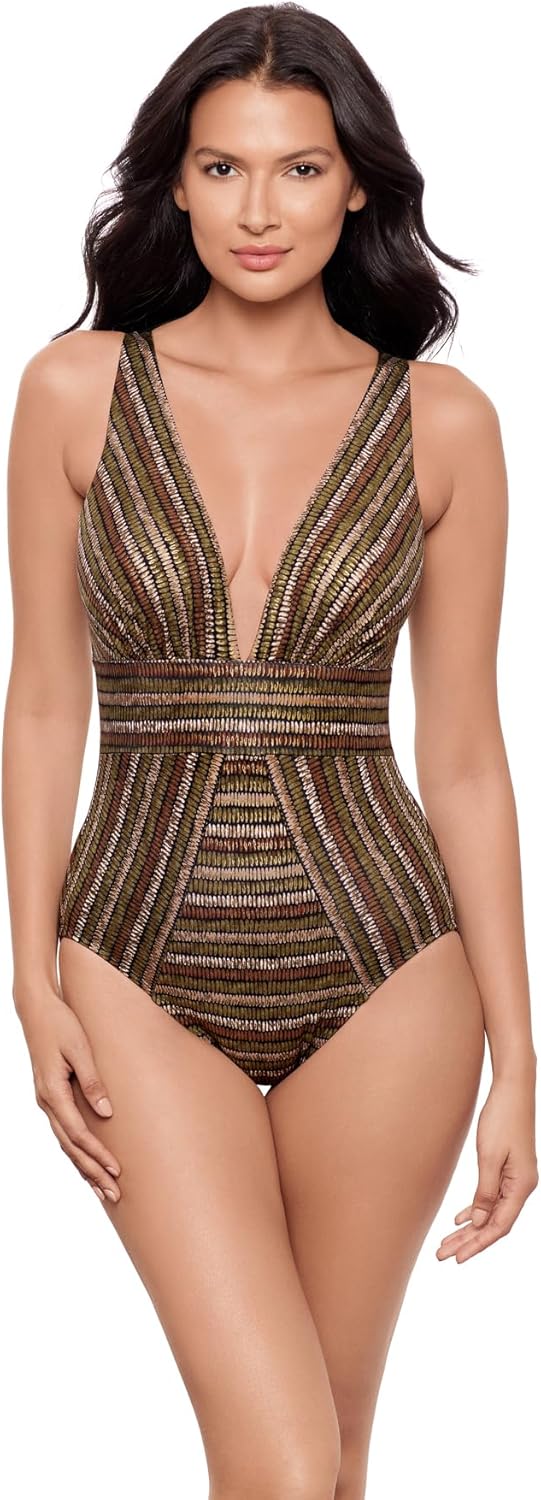 Miraclesuit Women's Swimwear No Static Odyssey Tummy Control Soft Cup One Piece Swimsuit