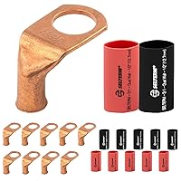 Vista 42 de SELTERM - 2 terminales de anillo resistentes para cable de batería, calibre 4 AWG, pernos de 3/8 pulgadas, terminales de calibre 4, ojales de cobre