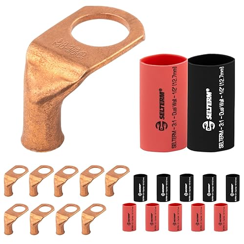 Miniatura 42 de SELTERM - 2 terminales de anillo resistentes para cable de batería, calibre 4 AWG, pernos de 3/8 pulgadas, terminales de calibre 4, ojales de cobre