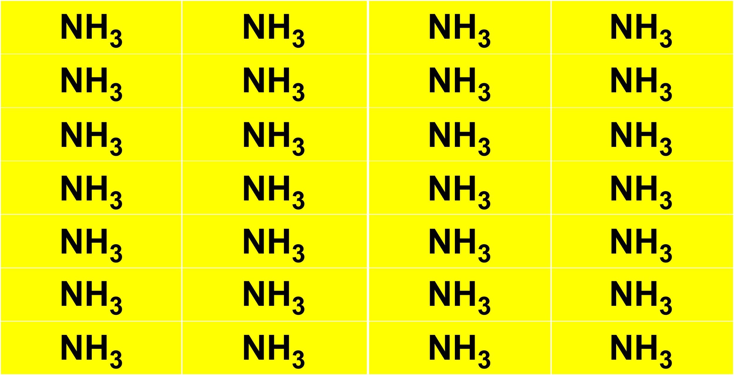 NH3_Gas Pipe Tubing Labels_ <PACKAGE OF 56 LABELS> 3/8" Height, 1 1/2" Width, Black Print on Yellow Background, TEMPO GAS SYSTEMS High-visibility, Industry-standard Information and Safety Labels