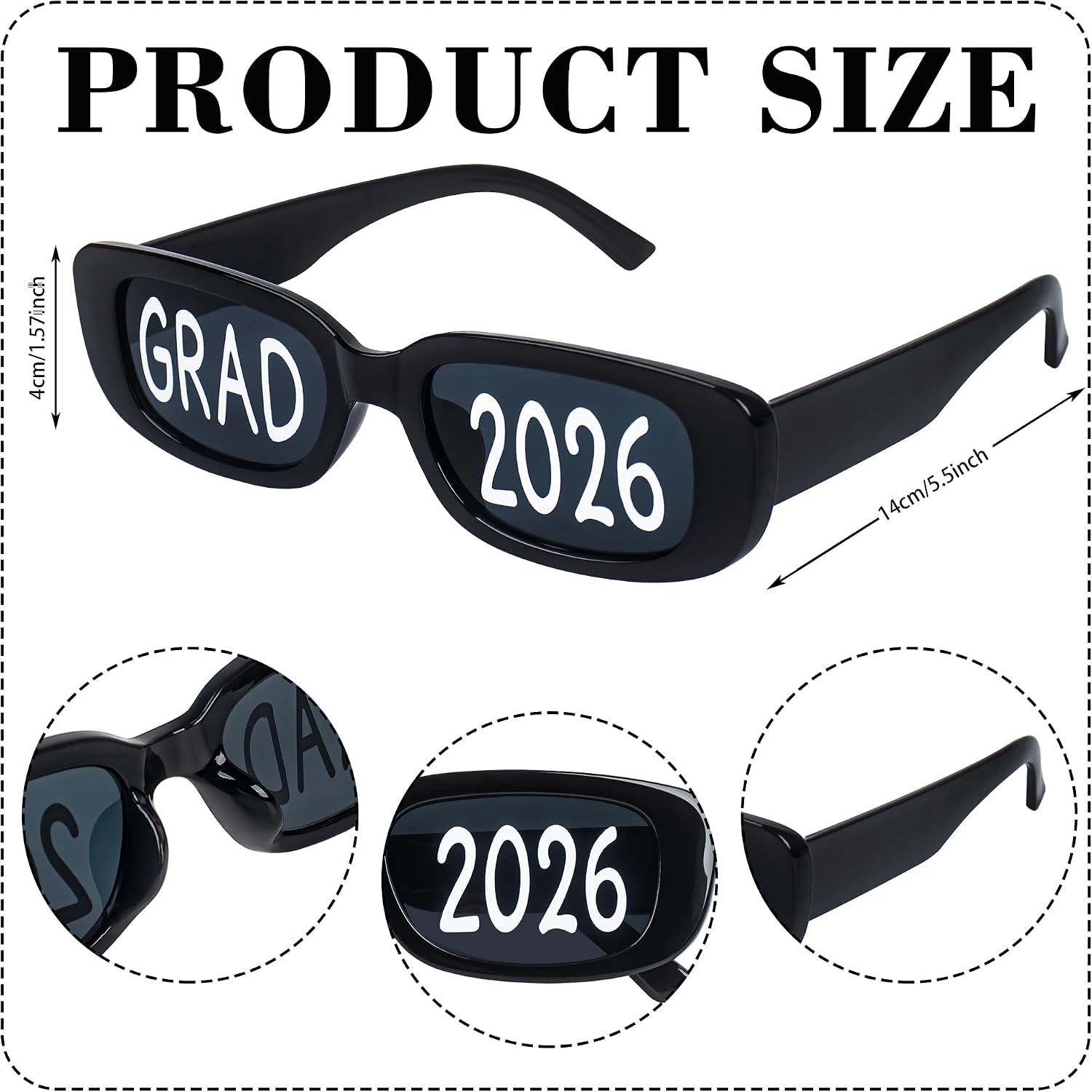 JUSTOTRY Grad 2026 Black Graduation Sunglasses, Bulk of 12 Eyewear Glasses for Graduation Party Decorations Photobooth Props Supplies image 2