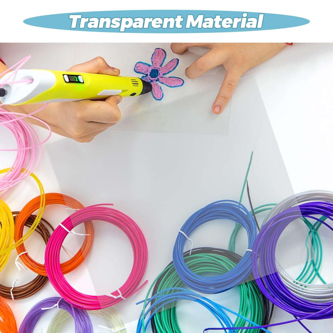 Angoily 10 tappetini per penna 3D trasparenti in PVC, per bricolage, portatili, adatti per diversi pennarelli a pressione 3D, tappetino da schizzo riutilizzabile