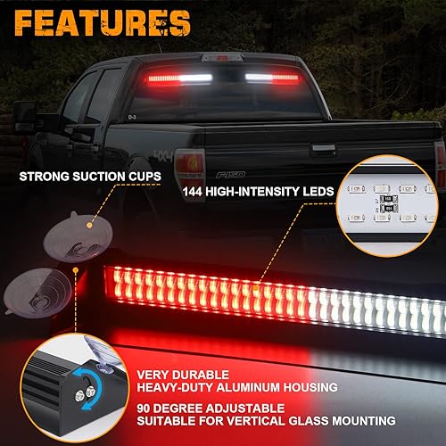 Miniatura 3 de XRIDONSEN Luces estroboscópicas de emergencia para salpicadero 144 LED color rojo y blanco para parabrisas interior luces de bombero advertencia