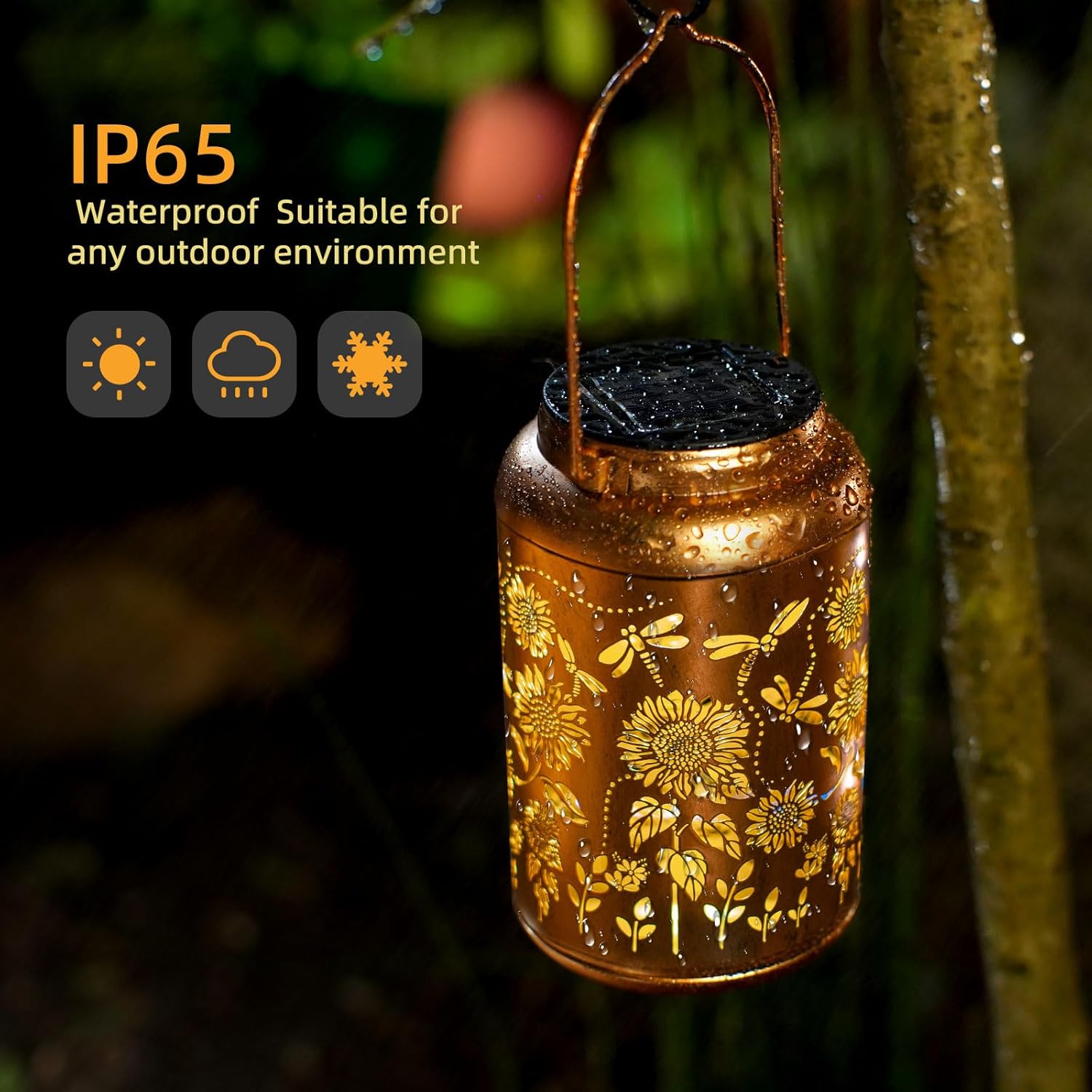 2pack Solar Lanterns Lights Outdoor Hanging Lantern Waterproof Metal LED Dragonfly Spring Decor Gifts for Women Men Mom Grandma Solar Light for Garden,Yard,Patio, Lawn,Pathway,Landscape