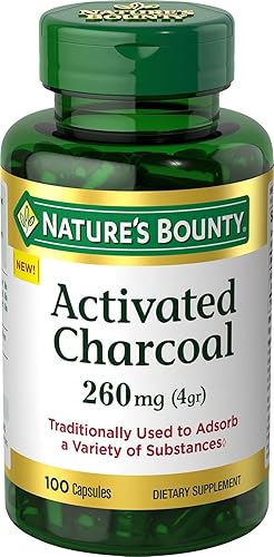 Natures Bounty Carbón activado 260 mg 100 cápsulas suplemento dietético para apoyar un estilo de vida saludable