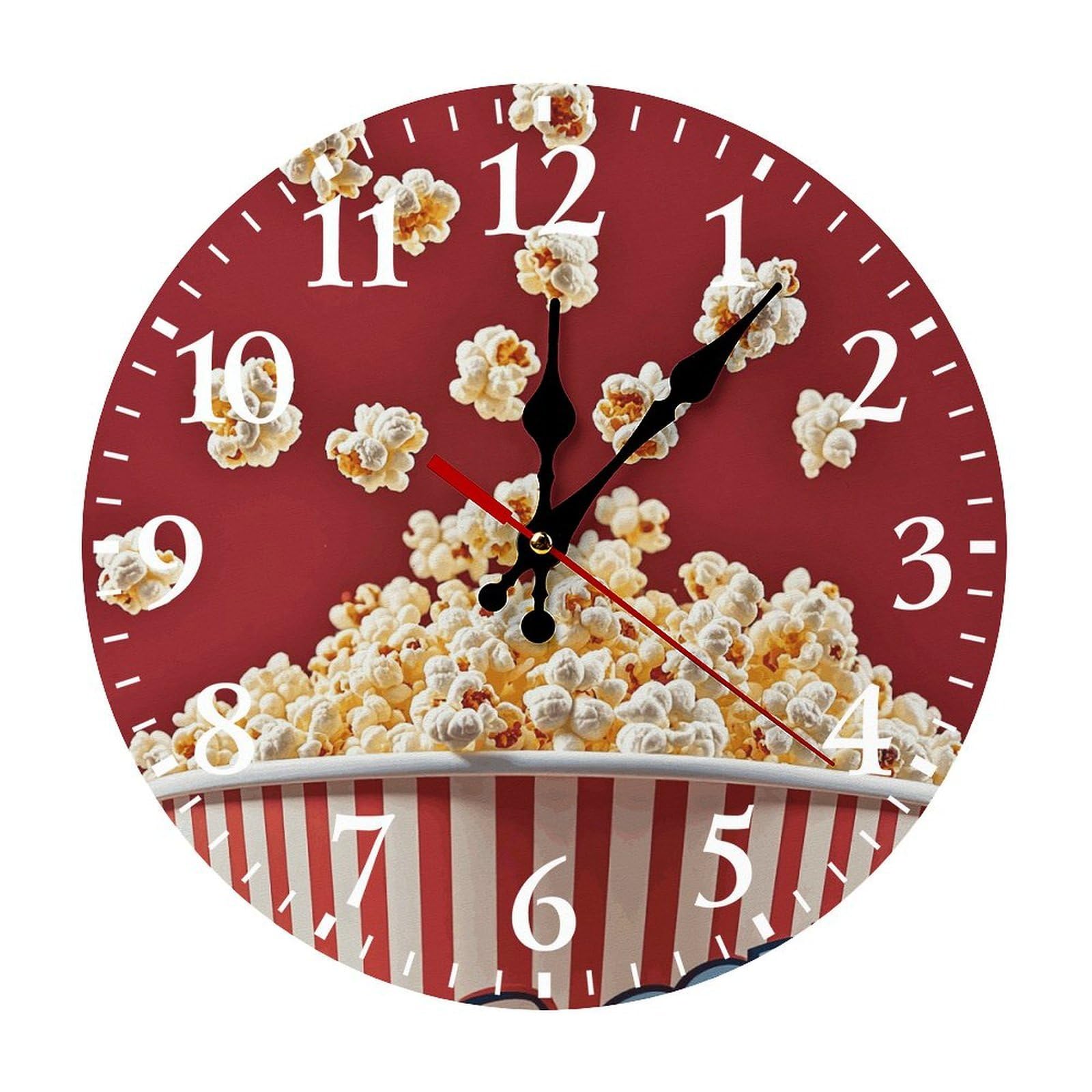 QMNLKH Popcorn Wall Clock for Home, Battery Operated Clock for Hotel, Round Wall Clock with Arabic Numerals White, Easy to Read, Non-Ticking Clocks for Living Room 30 * 30cm