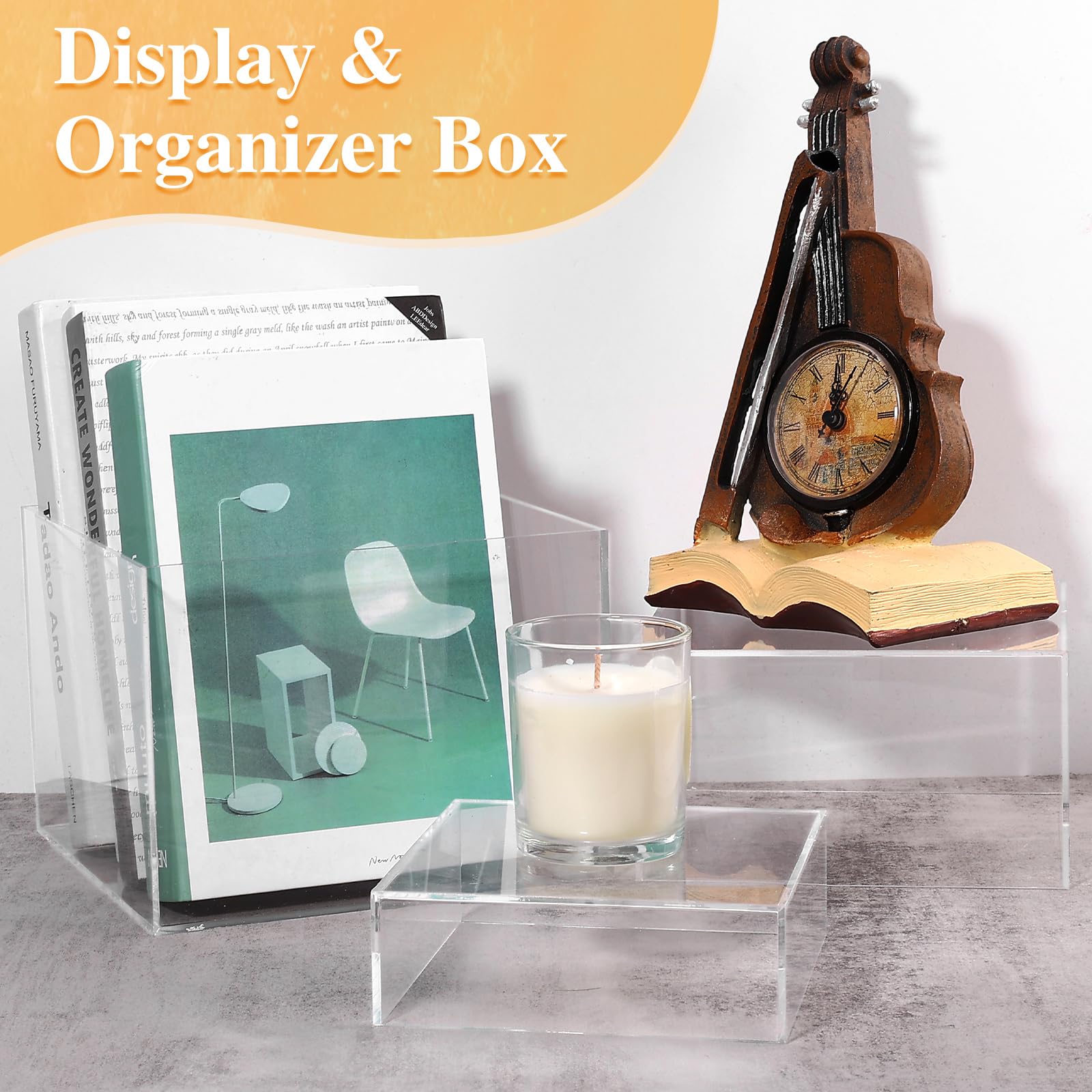 6 Stück Acryl-Display-Box, transparent, 15/18/20/23/25/28 cm Buffet-Erhöhungen, hohler Boden, Acryl-Lebensmittelständer für Kuchen, Dessert, für Party, Outdoor, Veranstaltungen,