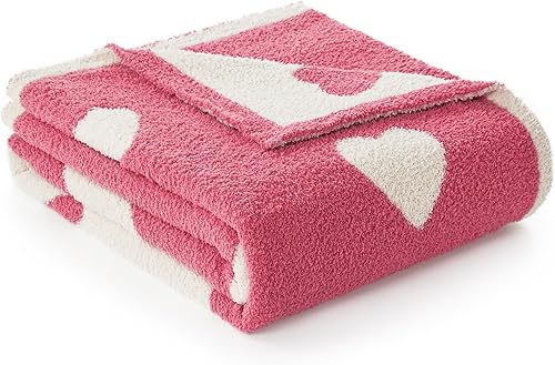 Miniatura 3 de Snuggle Sac Manta de punto jacquard con corazón, manta de regalo de amor para sofá, cama, súper suave y cálida de microfibra XOXO, manta de regalo,