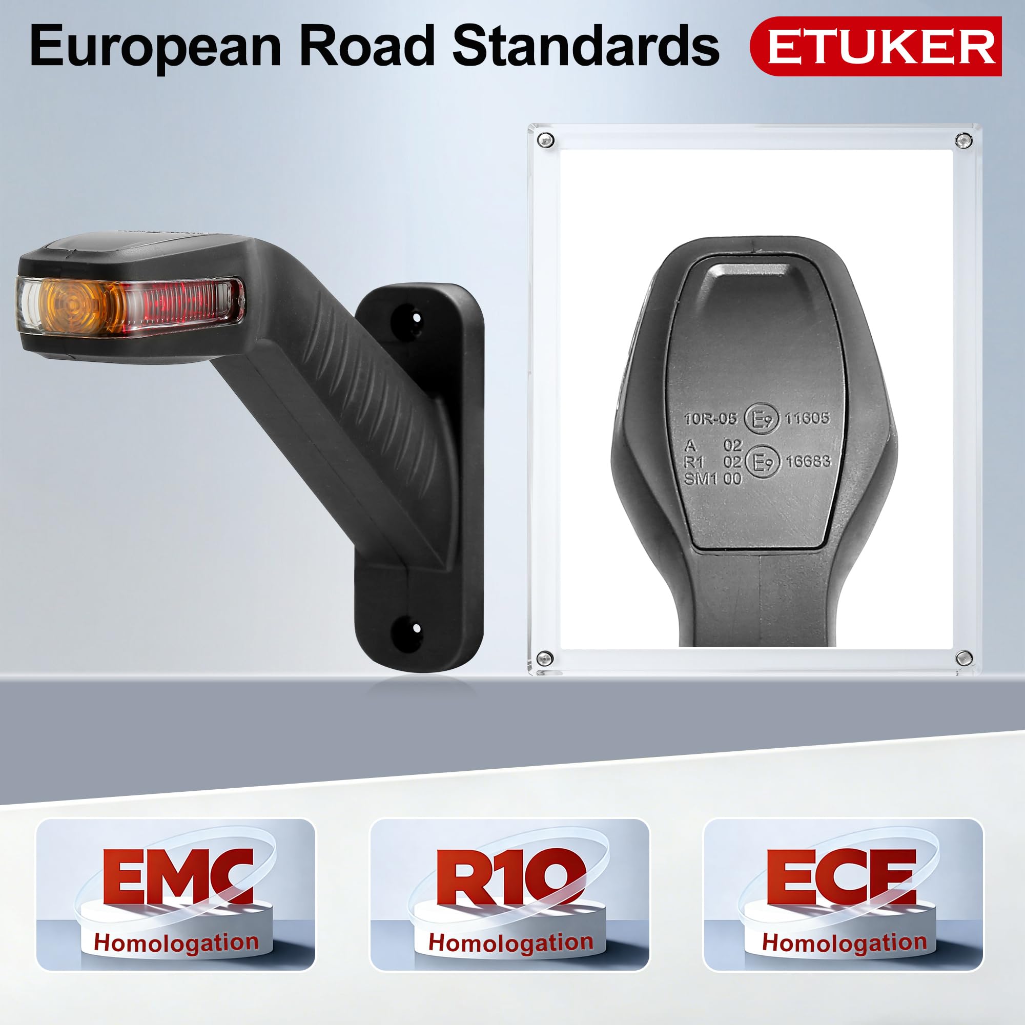 2x Anhänger Begrenzungsleuchte Umrissleuchte Positionsleuchte 12V 24V LED Seitenleuchten Gummistiel Seitenmarkierungsleuchten Wasserdicht für LKW Van E-Mark