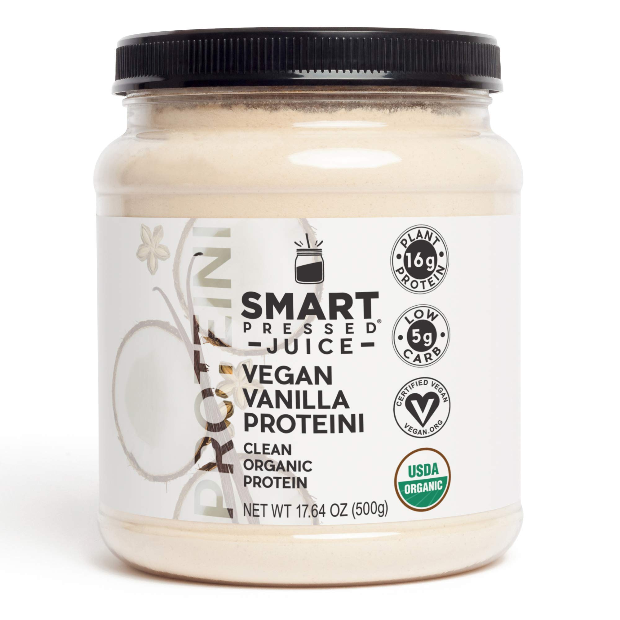 SMART Pressed Juice Vegan Vanilla Proteini | Premium Organic Plant-Based Protein Powder | Clean Lean Protein Shake | Best Detox Smoothie No Fillers | Keto Friendly | Made in The USA