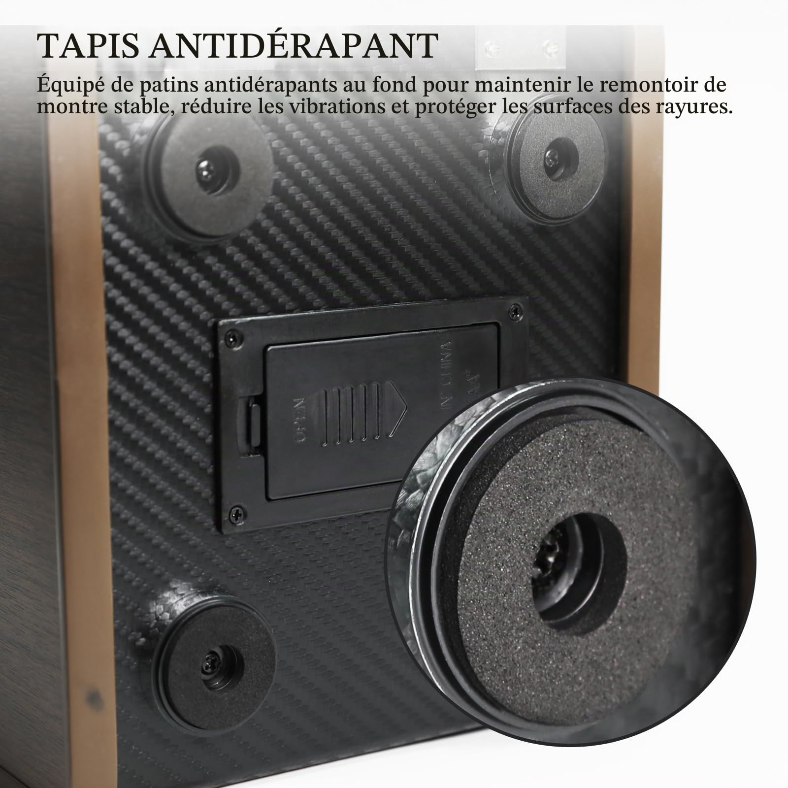 GAIN EXPRESS Remontoir Montre Automatique, Simple Tourne Montre avec 4 Modes de Rotation Remontoir avec Éclairage LED Bleu, Rembourrage en Mousse, Boîte de Rangement pour Montres Automatiques