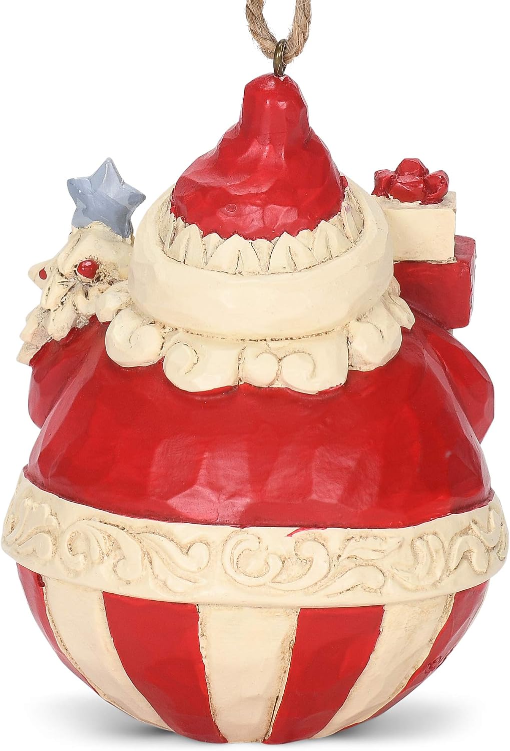 Enesco Jim Shore Heartwood Creek Nordic Noel Roly Poly Santa Hanging Ornament, 3.5" H, Red, Grey, Dirty White, Brown