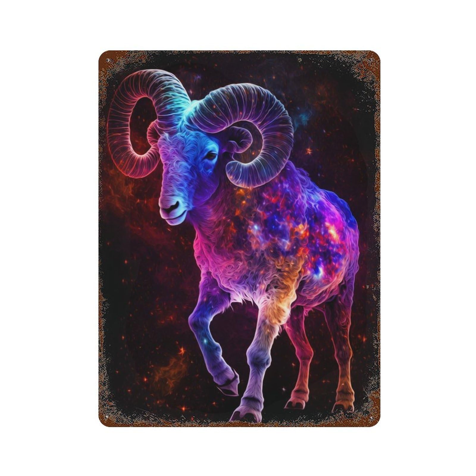 Rust Effect Goat Distressed Metal Wall Sign 15.7"x11.8", Farmhouse Wall Decor for Office, Studio And Wall Decor
