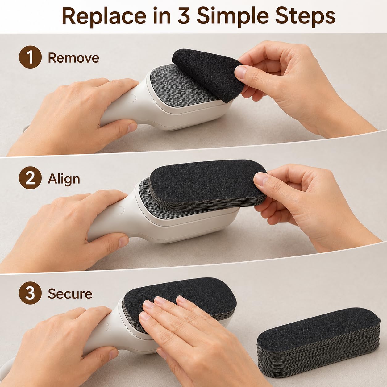 TMPE Stainless Steel Foot Scraper/Pedi File Refill. Professional Collection Black Color Pedicure File Replacement Pads. 80 Grit. Size 5.3" L X 1.7" W- 50 pcs Pack of 1 2